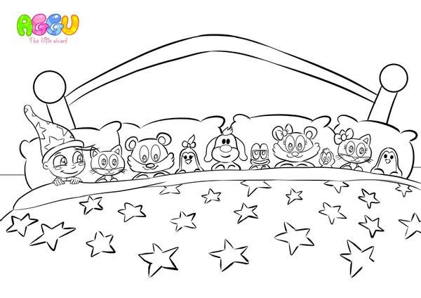 Aggu Ten In The Bed coloring page thumbnail
