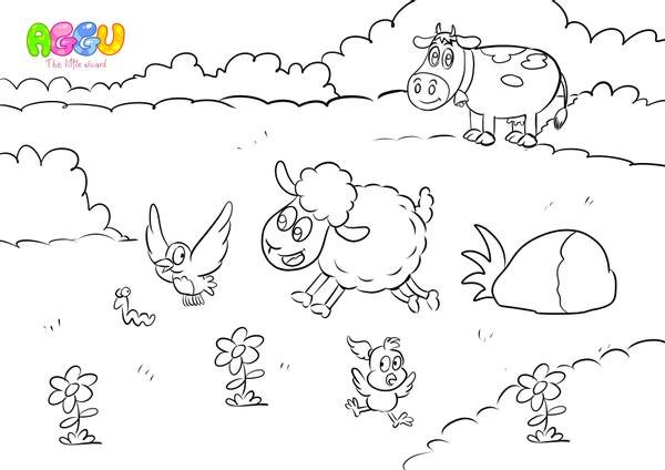 Aggu Baa Baa Black Sheep coloring page thumbnail